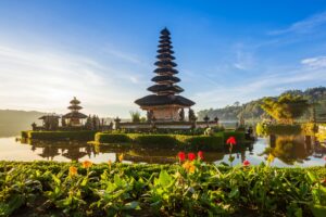 Famous Bratan Temple on the lake, Bali, Indonesia