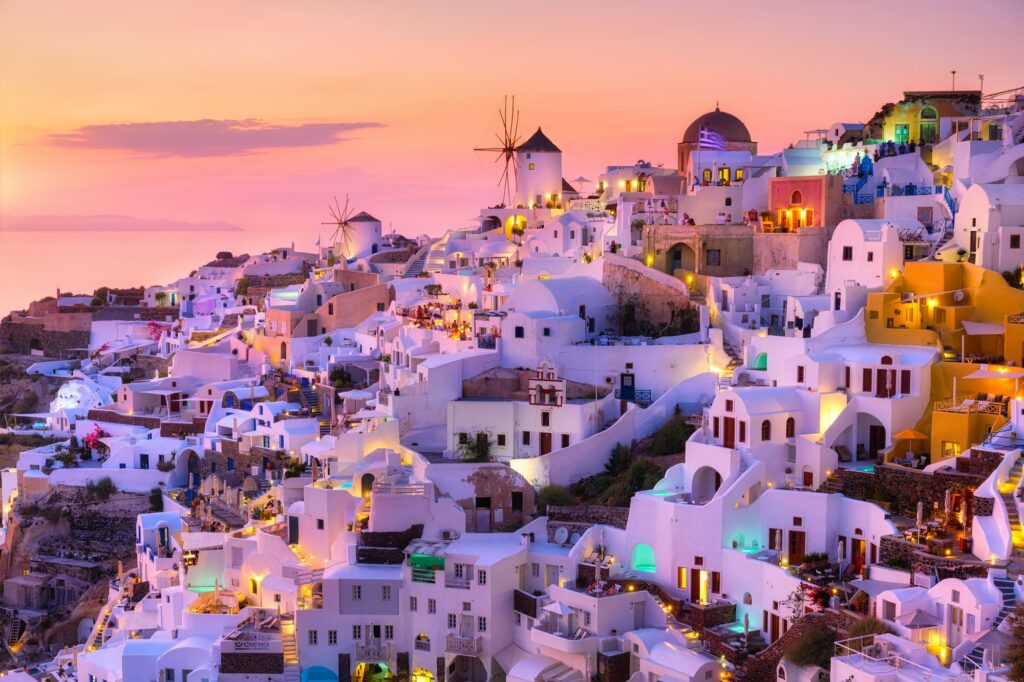 Oia village, Santorini, Greece. View of traditional houses in Santorini.