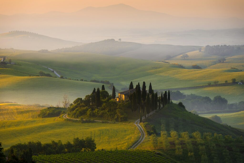 House in Tuscany in the early morning