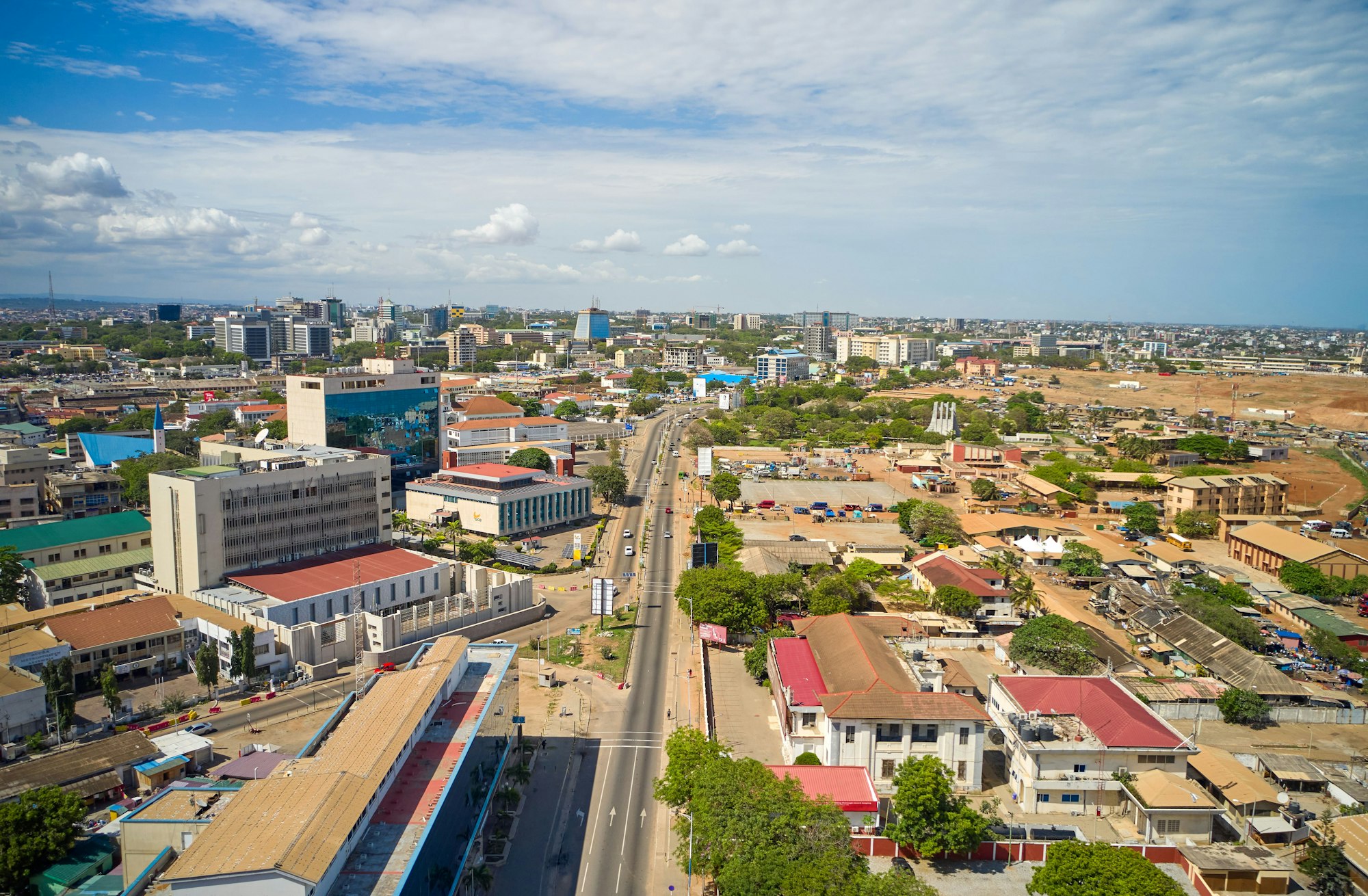 A traffic flow in Accra central, Ghana